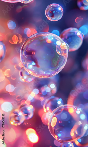 Close-up of luminescent bubbles against a soft backdrop. © Jan