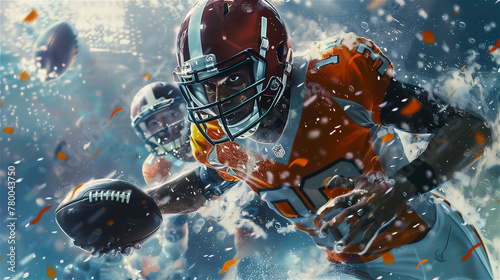 Obraz na płótnie An american football player, running to victory. w salonie