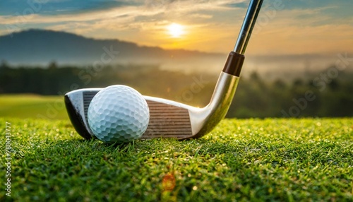 Green Dream: Close-Up of Golf Club and Ball at Dawn