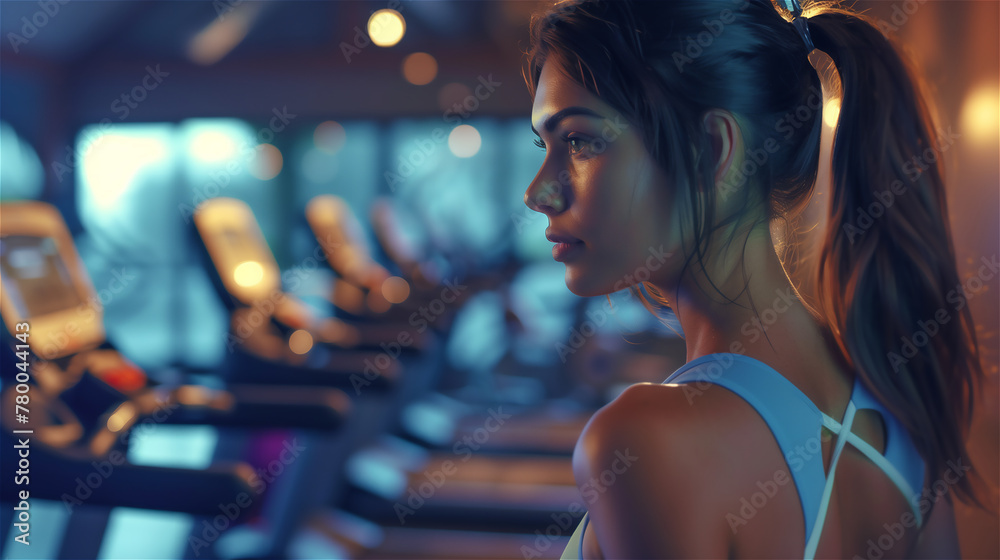 Silhouette of a woman at the gym.