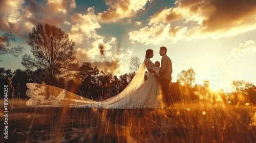 Happy family silhouette at ...