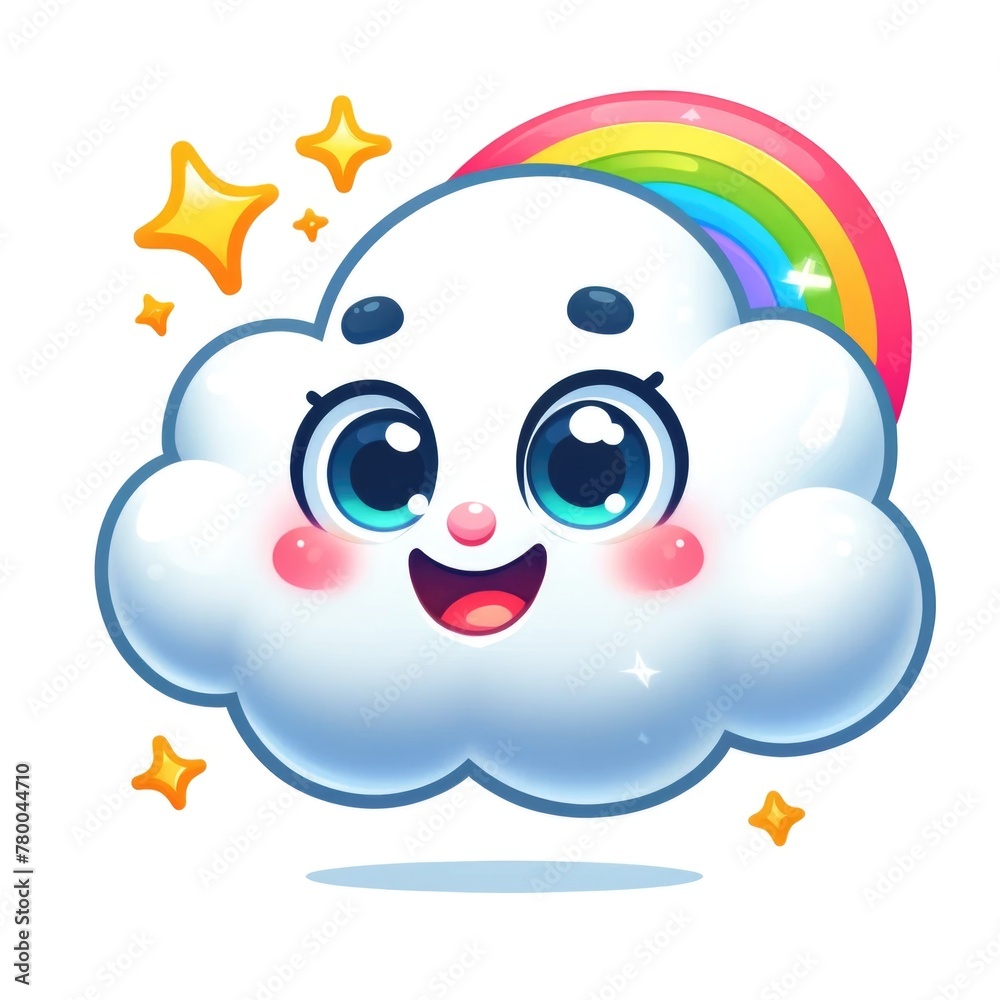 Cartoon cheerful cloud with a smiling face Cartoon cheerful cloud with a smiling face