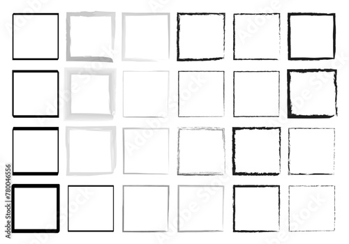 Hoja de iconos cuadrados con diferentes trazos de pincel photo