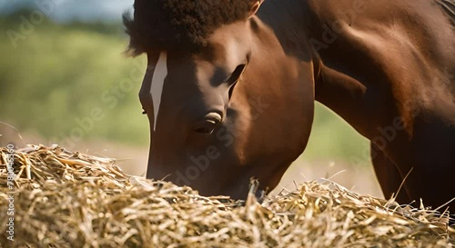 Horse eating straw. photo
