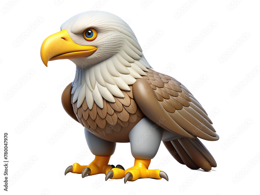Fototapeta premium 3d Majestic eagle standing on transparent background.