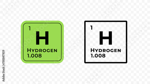 Hydrogen, chemical element of the periodic table vector design
