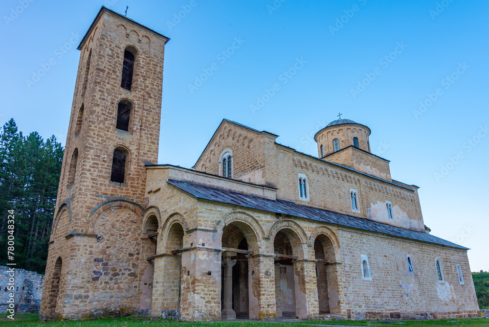 Sunset view of Sopocani monastery in Serbia Sunset view of Sopocani monastery in Serbia