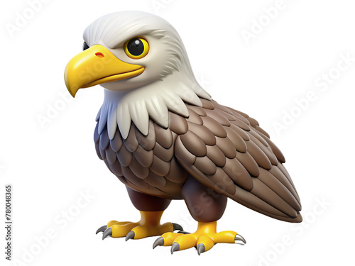 3d Majestic eagle standing on transparent background.