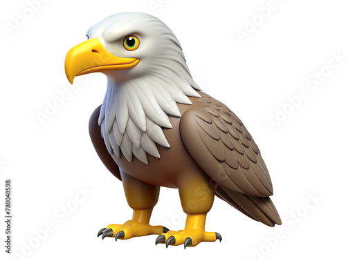 3d Majestic eagle standing on transparent background.