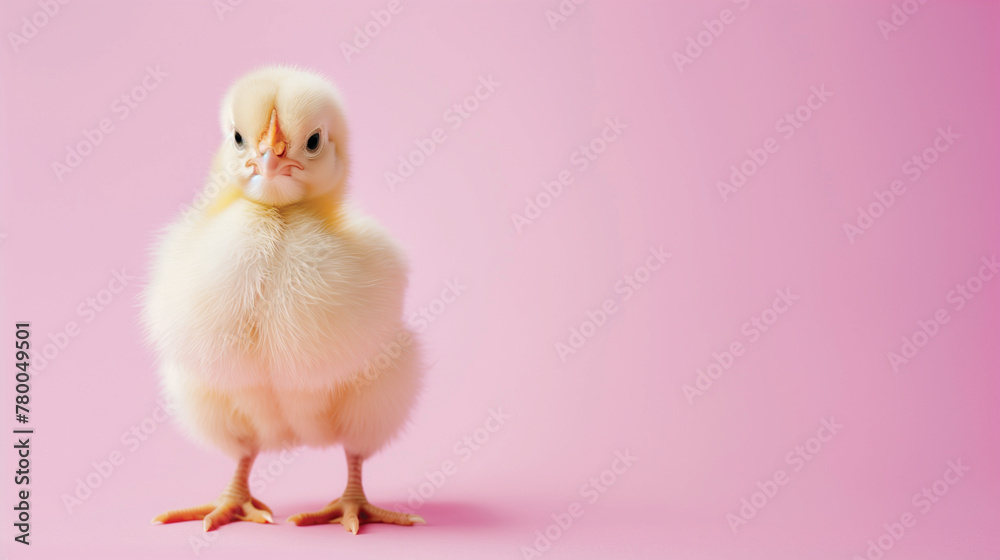 Charming Little Chick: Pink Background with Space for Text