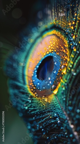 Close-Up of a Peacocks Feathers photo