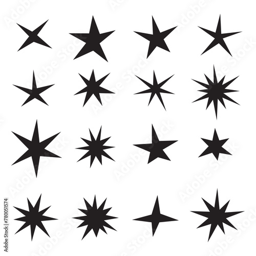 Stars of different shapes  a set of templates for greeting card  poster. Vector illustration.