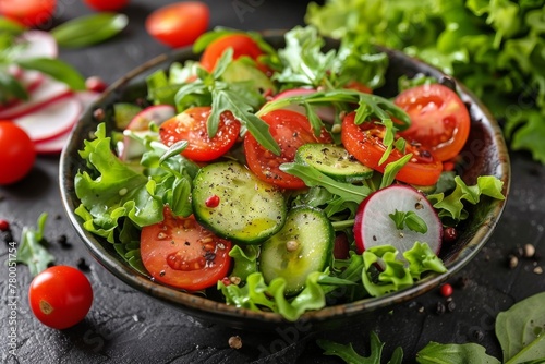 White Bowl Filled With Salad and Fork