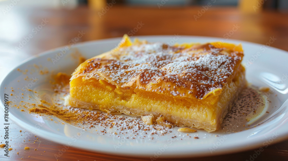 Traditional bulgarian banitsa pastry on plate Traditional bulgarian banitsa pastry on plate