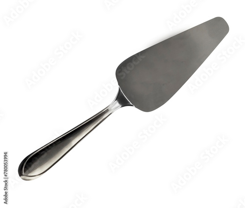 Metal cake cutter on transparent background