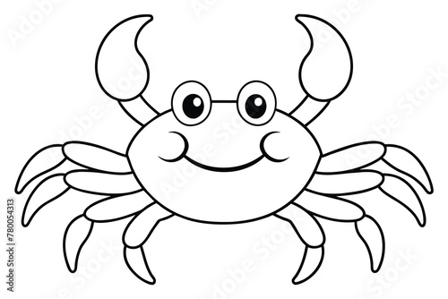 Cute crab cartoon, line art, vector illustration © MdAlamin