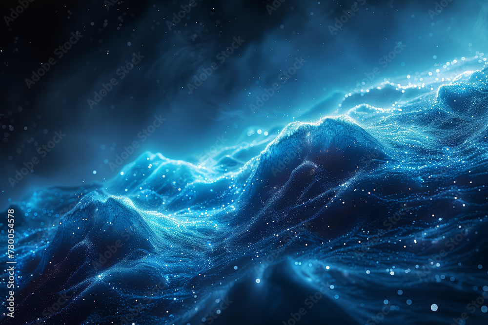 The ethereal glow of bioluminescent organisms in a dark ocean abyss, illuminating the depths with their otherworldly light. Concept of mysterious beauty in the depths of the sea. Generative Ai. The ethereal glow of bioluminescent organisms in a dark ocean abyss, illuminating the depths with their otherworldly light. Concept of mysterious beauty in the depths of the sea. Generative Ai.