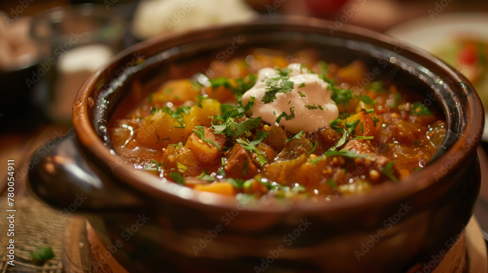 Traditional bulgarian stew in clay pot Traditional bulgarian stew in clay pot