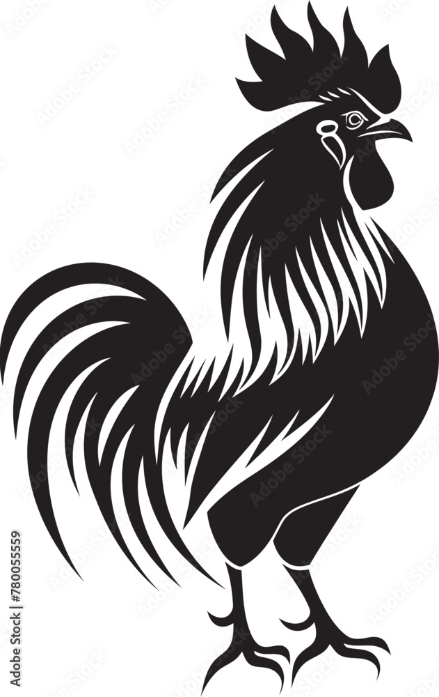 Poultry Pack: Vector Logo of Roster Chicken Graphics Winged Watch: Roster Chicken Vector Emblem in Icon