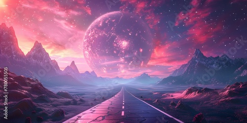 a road leading to a planet