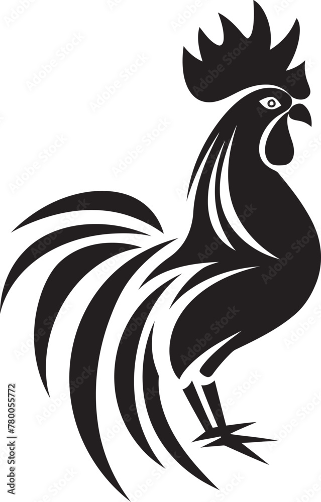 Poultry Posse: Vector Icon of Roster Chickens Plume Patrol: Roster Chicken Vector Emblem