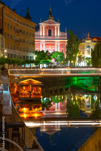 Sunset view of the Franciscan Church of the Annunciation ant the photo