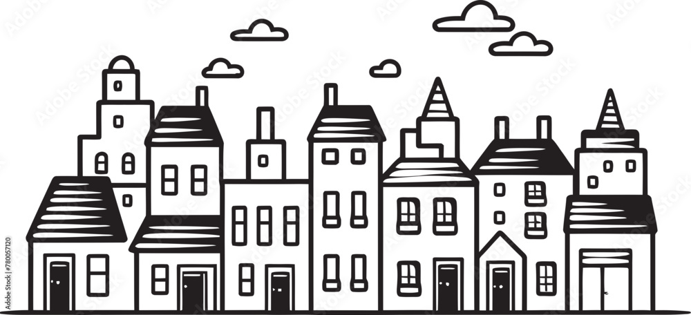 Skyline Sensation: Vector Logo Featuring Urban Landscape Urban Harmony: Simple Line Drawing Icon