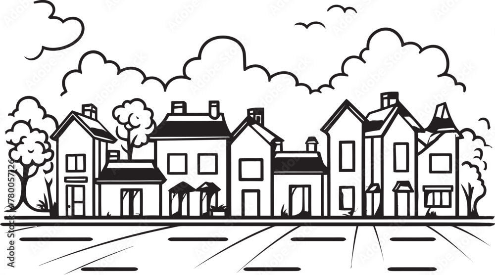 Urban Harmony: Simple Line Drawing Icon Cityscape Composition: Vector Logo Design of Cityscape Sketch Urban Harmony: Simple Line Drawing Icon Cityscape Composition: Vector Logo Design of Cityscape Sketch