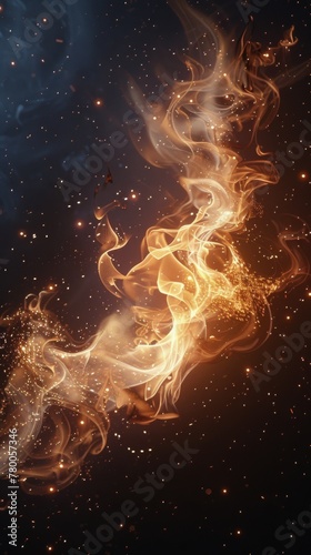 Multicolored Smoke Swirl on Black Background