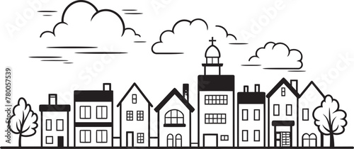 Downtown Delight: Vector Logo Design of Basic Townscape Metropolitan Mirage: Simplified Townscape Vector Icon