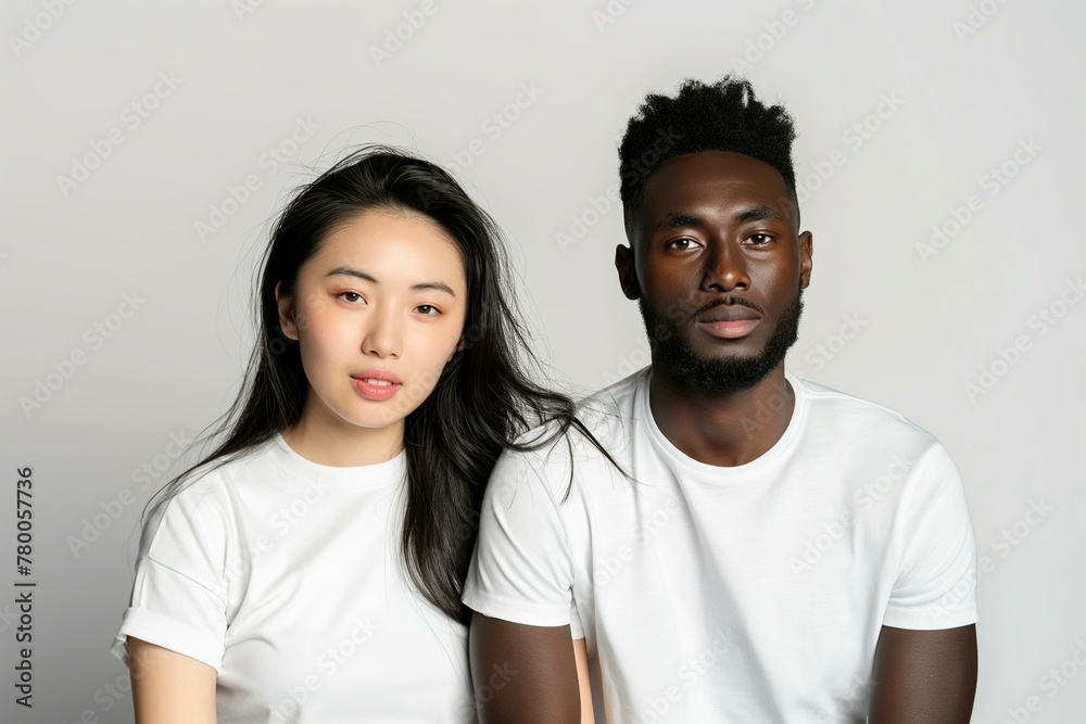 Diverse Portrait of a Young East Asian Woman and African-American Man Diverse Portrait of a Young East Asian Woman and African-American Man