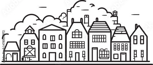 Urban Zenith: Vector Icon of Simplified Urban Scene Skyline Silhouette: Minimalistic Townscape Vector Graphics