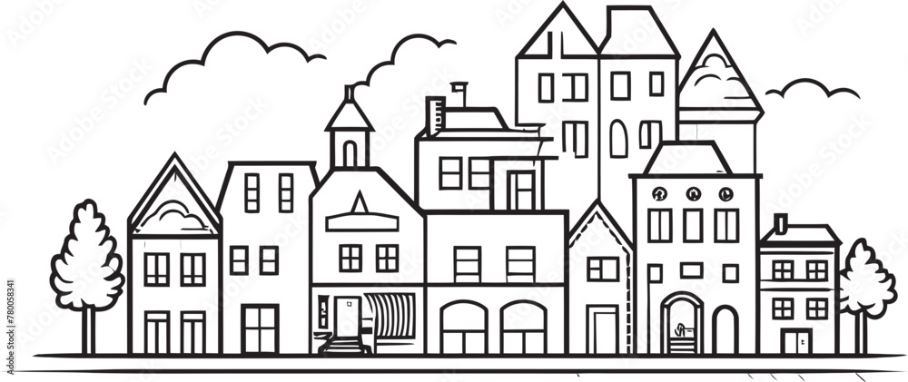 Skyline Silhouette: Vector Logo Featuring Urban Landscape Town Lines: Minimalist Drawing in Vector Graphics Skyline Silhouette: Vector Logo Featuring Urban Landscape Town Lines: Minimalist Drawing in Vector Graphics
