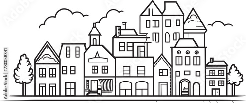 Skyline Silhouette: Vector Logo Featuring Urban Landscape Town Lines: Minimalist Drawing in Vector Graphics