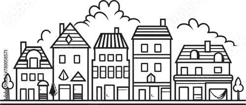 Townscape Tributaries: Vector Logo Design of Urban Landscape Urban Echelon: Simple Line Drawing Logo