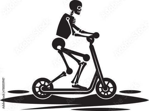 Skele-Scoot Sands: Beach Vector Graphics Beach Biker Bones: Skeleton Riding Scooter Icon