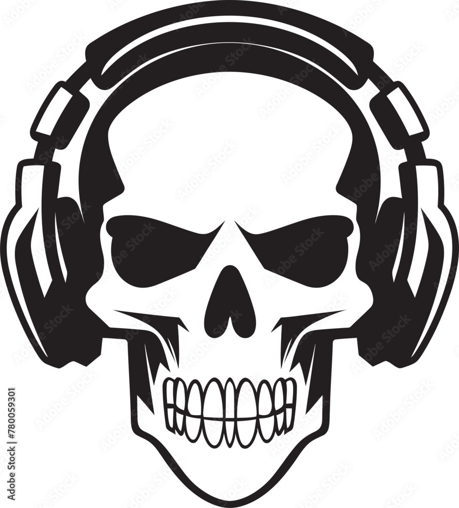 Skull Sync: Vector Graphic of Musical Skeleton Audio Ossification: Logo Featuring Headphone-wearing Skeleton Skull Sync: Vector Graphic of Musical Skeleton Audio Ossification: Logo Featuring Headphone-wearing Skeleton