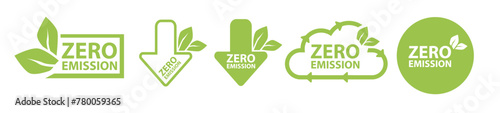 Zero Emission. Carbon neutral. Zero greenhouse gas emissions objective. Vector