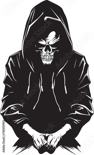 Streetwise Skele: Hoodie-Wearing Skeleton Emblem SkeleThreads: Stylish Hoodie Skeleton Graphic
