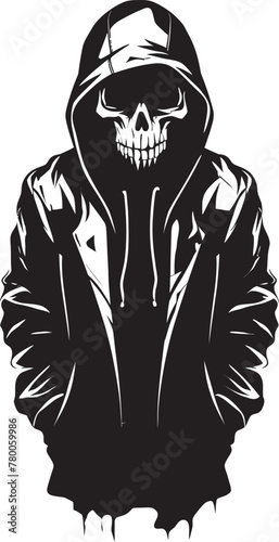 Urban Bones: Stylish Hoodie Skeleton Emblem Skull Swagger: Vector Graphic of Skeleton in Hoodie