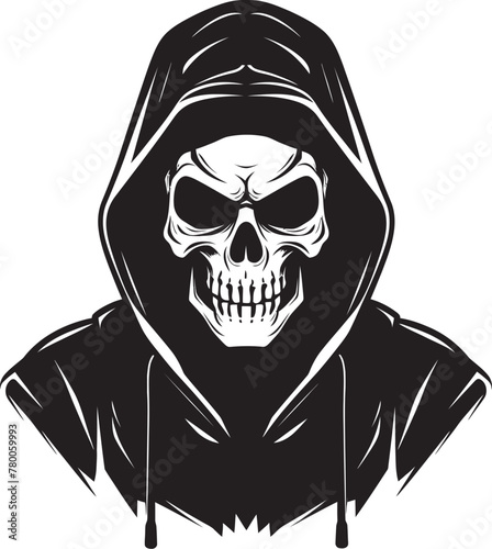 Skull Swagger: Vector Graphic of Skeleton in Hoodie SkeleChic: Hoodie-Wearing Skeleton Icon