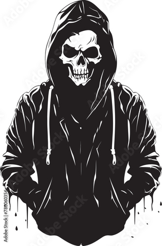Skull Swagger: Hoodie-Clad Skeleton Graphic SkeleChic: Stylish Skeleton Hoodie Logo