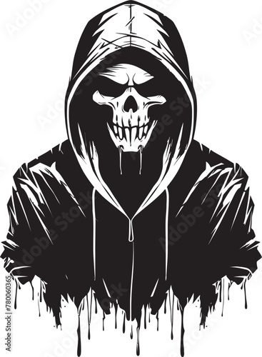 Streetwise Skele: Hooded Skeleton Vector Logo SkeleThreads: Stylish Hoodie Skeleton Emblem