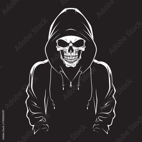 SkeleThreads: Skeleton with Hoodie Icon Bone Urbanity: Stylish Hoodie Skeleton Vector Logo