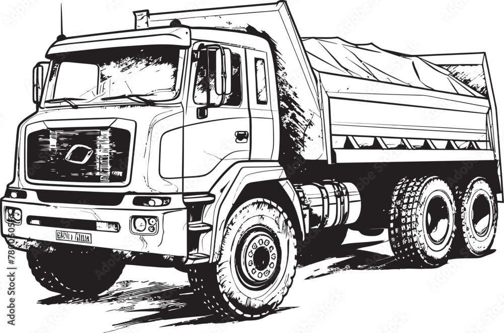 SketchDumpster: Dump Truck Icon Vector DumpExpress: Dump Truck Sketch Logo Design