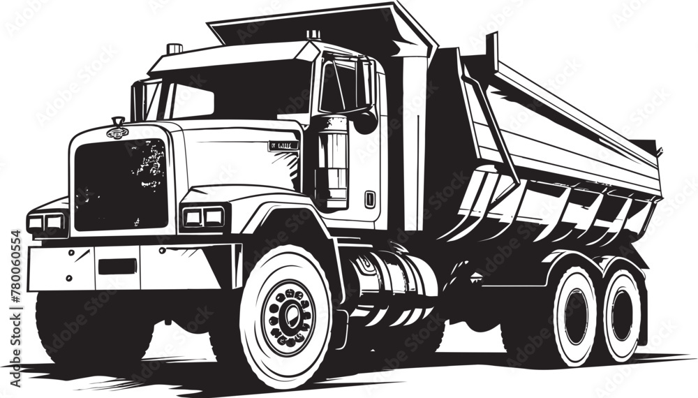 Sketchy Cargo: Vector Logo Design with Dump Truck Sketch Dump Truck Blueprint: Dump Truck Sketch Icon Graphics