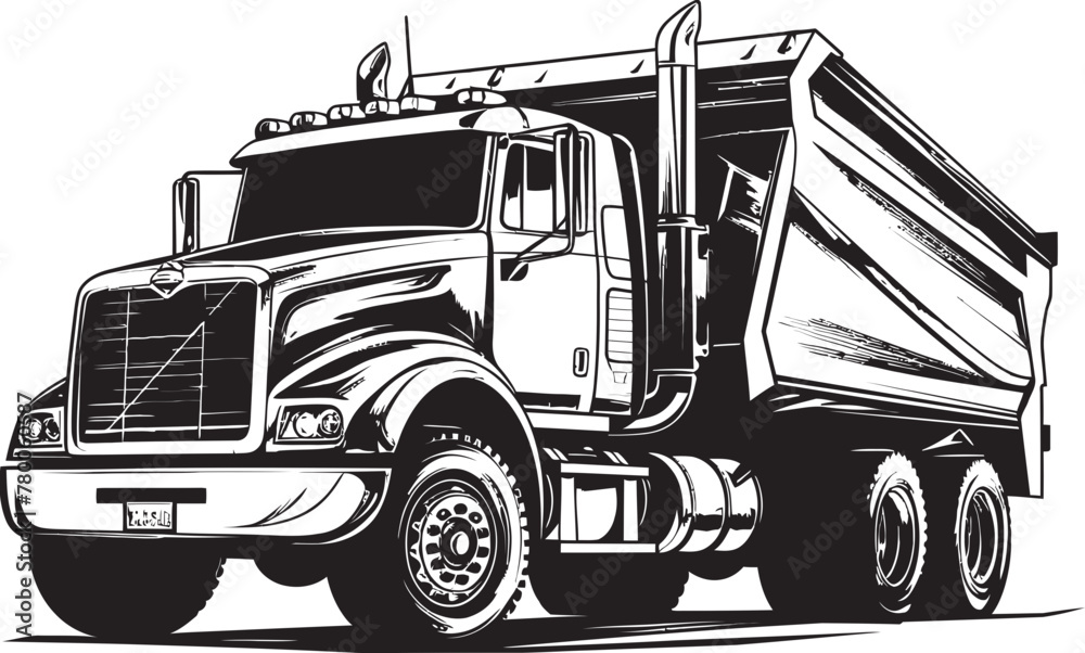 SketchArt Haul: Sketch Icon Graphics of Dump Truck Dump Truck Doodle: Vector Logo Design with Dump Truck Sketch