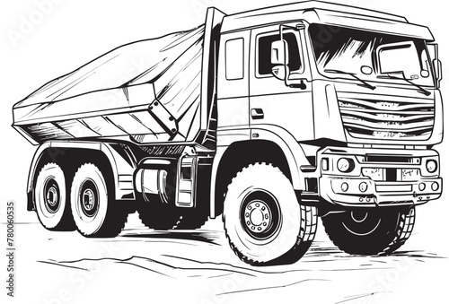 Sketchy Transporter: Dump Truck Sketch Icon Graphics SketchArt Haul: Vector Logo Design of Dump Truck Sketch