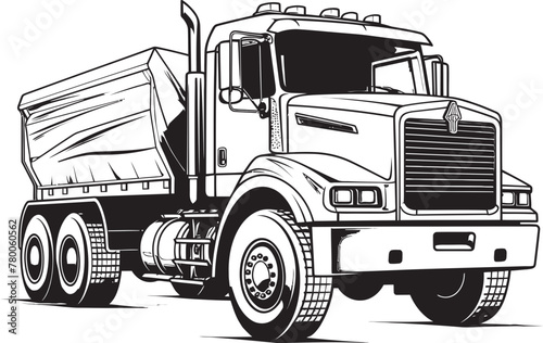 Dump Truck Sketch: Vector Logo Design of Dump Truck Sketch Sketchy Cargo Carrier: Sketch Icon Graphics of Dump Truck