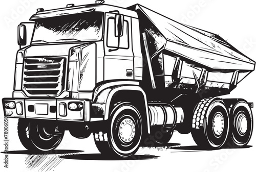 Sketchy Transporter: Vector Logo Design with Dump Truck Sketch SketchArt Haul: Sketch Icon Graphics of Dump Truck